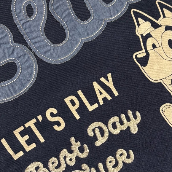 BLUEY Kids Character Soft Crewneck Sweatshirt Blue with Embroidery & Appliqué - Picture 7 of 10